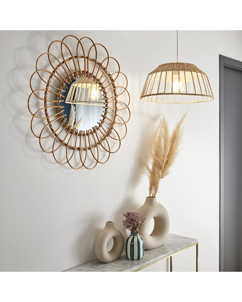 Lámpara de techo 38cm pantalla de ratán natural E27 100W