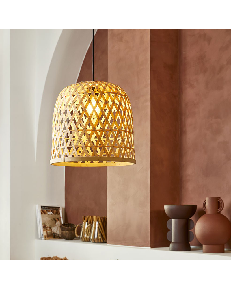 Ceiling lamp 35cm conical natural braided bamboo lampshade E27 60W