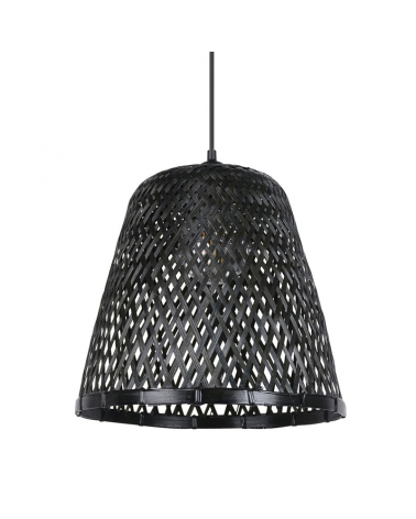 Lámpara de techo 30cm cónica pantalla de bambú trenzado E27 60W