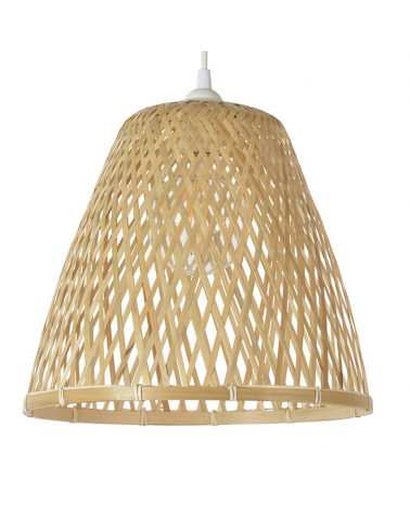 Lámpara de techo 30cm cónica pantalla de bambú trenzado E27 60W