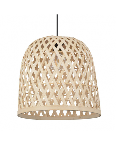 Lámpara de techo 35cm cónica pantalla de bambú natural trenzado E27 60W