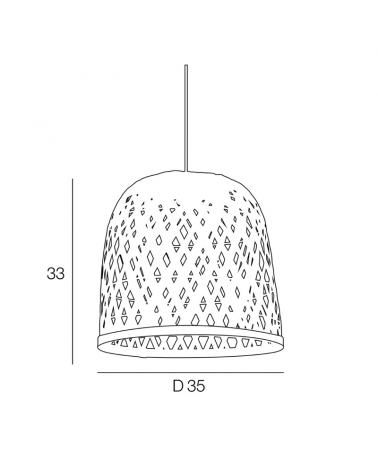 Lámpara de techo 35cm cónica pantalla de bambú trenzado natural y negro E27 60W