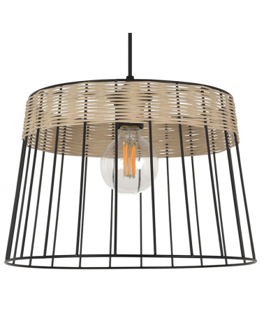 Ceiling lamp 35cm lampshade of metal rods and braided rattan E27 60W