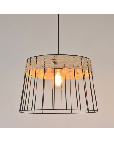 Ceiling lamp 35cm lampshade of metal rods and braided rattan E27 60W
