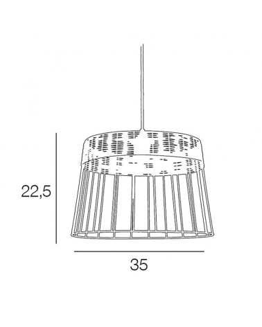 Ceiling lamp 35cm lampshade of metal rods and braided rattan E27 60W