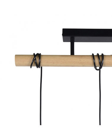 Ceiling lamp 55cm with 3 lampshades of metal rods and braided rattan E27 40W