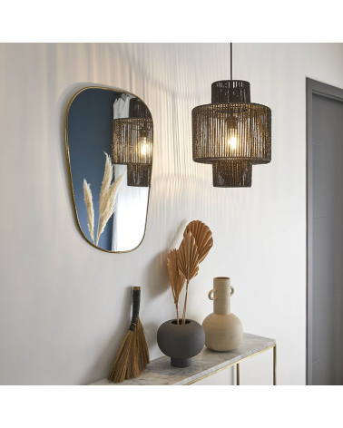 Lámpara de techo 30cm pantalla de cuerdas papel trenzado E27 60W