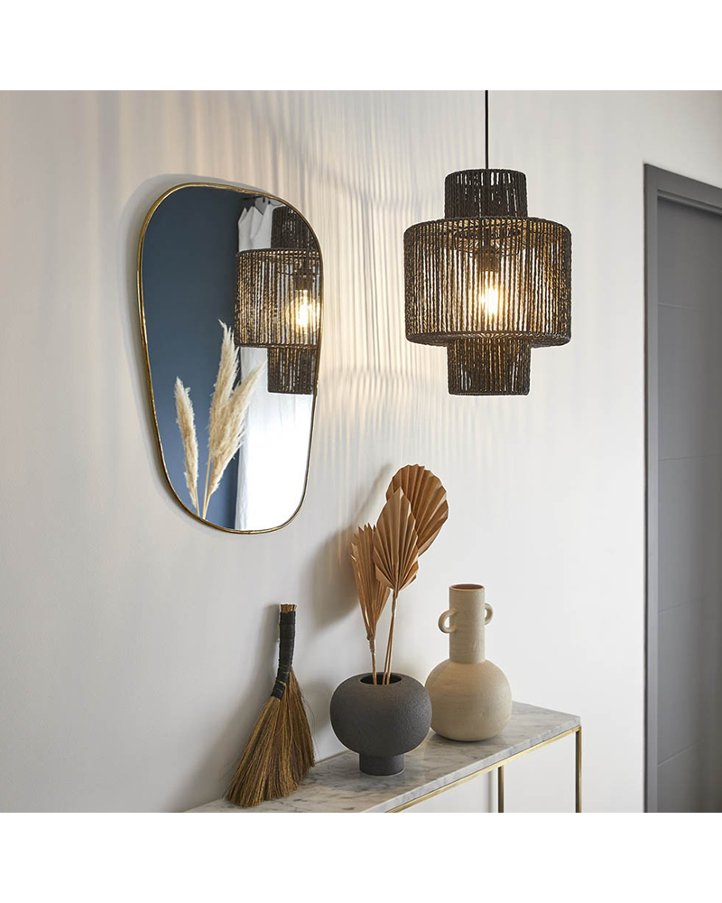 Lámpara de techo 30cm pantalla de cuerdas papel trenzado E27 60W