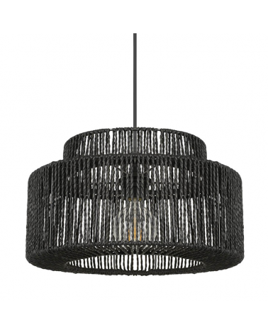 Ceiling lamp 38cm rope lampshade braided paper black finish E27 60W