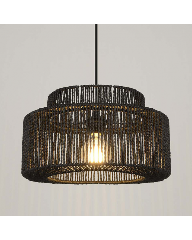 Ceiling lamp 38cm rope lampshade braided paper black finish E27 60W