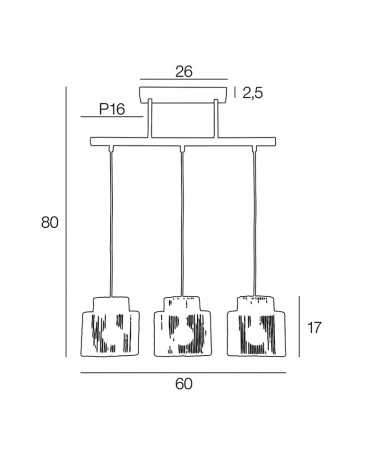 Lámpara de techo 60cm con 3 pantallas de cuerda papel trenzado natural E27 40W