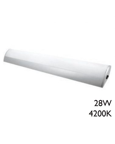 Aplique fluorescente con interruptor acabado plata tubo T5 28W