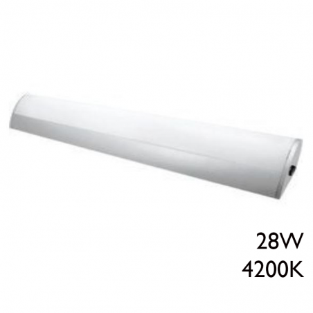 Aplique fluorescente con interruptor acabado plata tubo T5 28W
