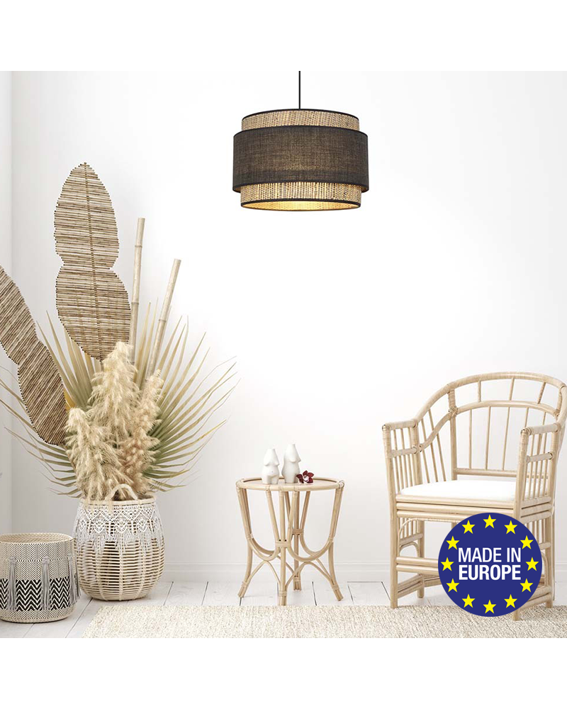 Circular ceiling lamp with a 38cm banana fiber and cotton shade E27 100W