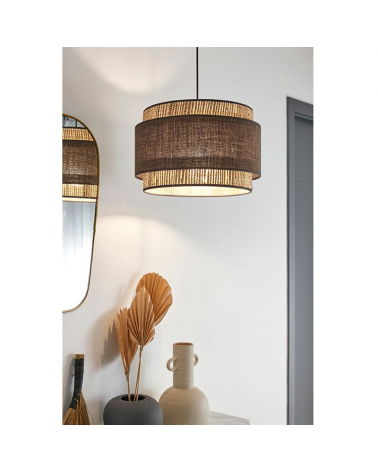 Circular ceiling lamp with a 38cm banana fiber and cotton shade E27 100W