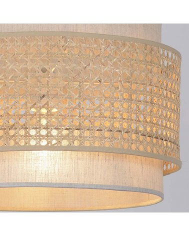 Lámpara de techo circular pantalla 38cm de algodón y ratán E27 100W