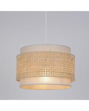 Circular ceiling lamp shade 38cm in cotton and rattan E27 100W