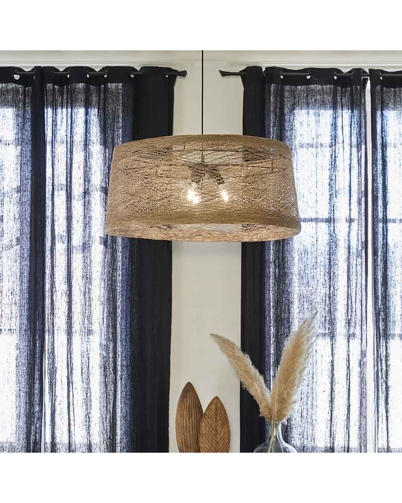 Lámpara de techo pantalla 78cm de cuerda trenzada E27 15W