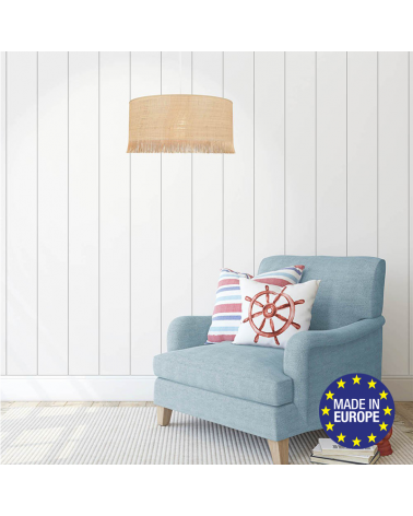 Ceiling lamp shade 38cm in natural raffia with fringes E27 100W