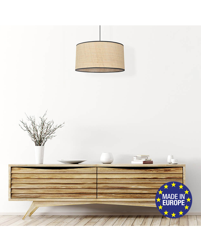 Lámpara de techo pantalla 38cm de rafia natural E27 100W