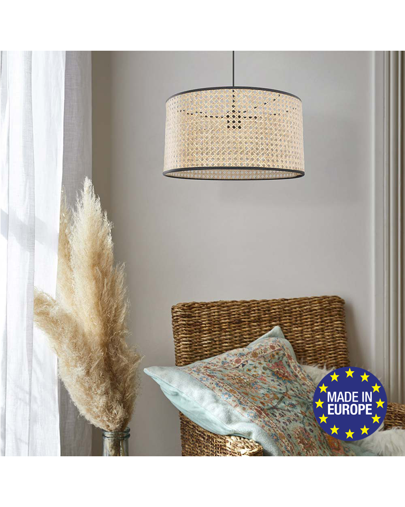 Lámpara de techo pantalla 38cm de ratán natural E27 100W