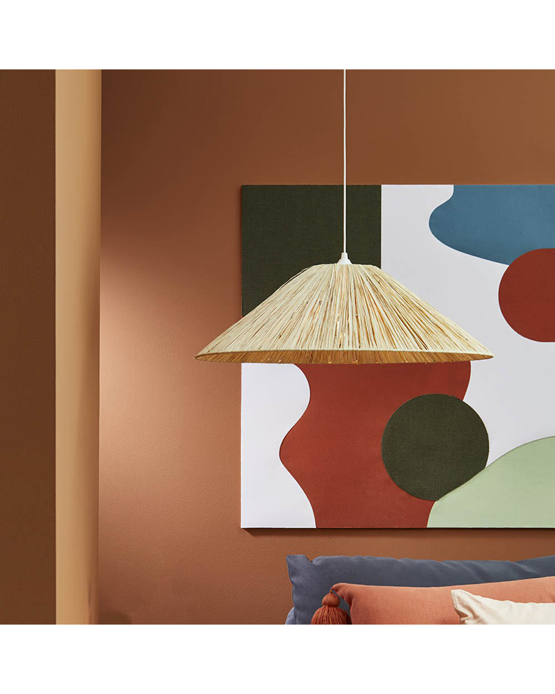 Lámpara de techo pantalla 58cm de rafia natural E27 100W