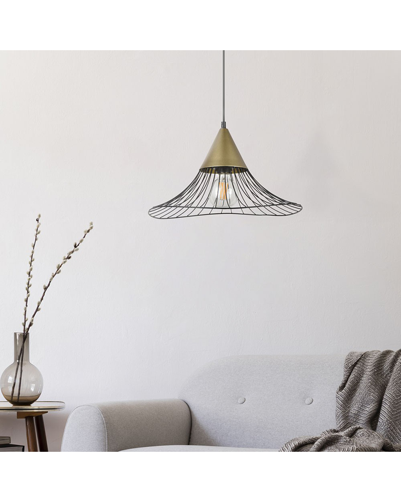 Ceiling lamp 40cm black metal rods E27 60W