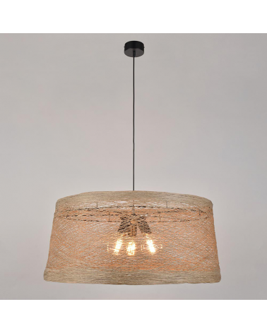 Lámpara de techo pantalla 78cm de cuerda trenzada E27 15W