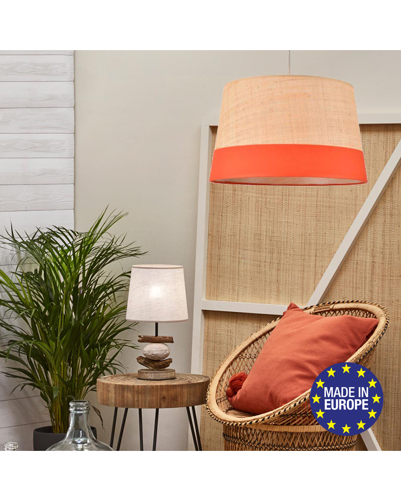 Ceiling lamp with 38cm raffia and cotton shade E27 100W