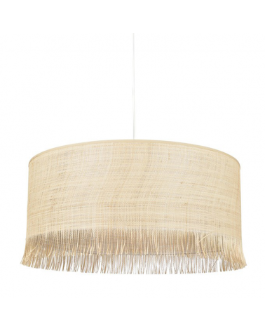 Lámpara de techo pantalla 38cm de rafia natural con flecos E27 100W