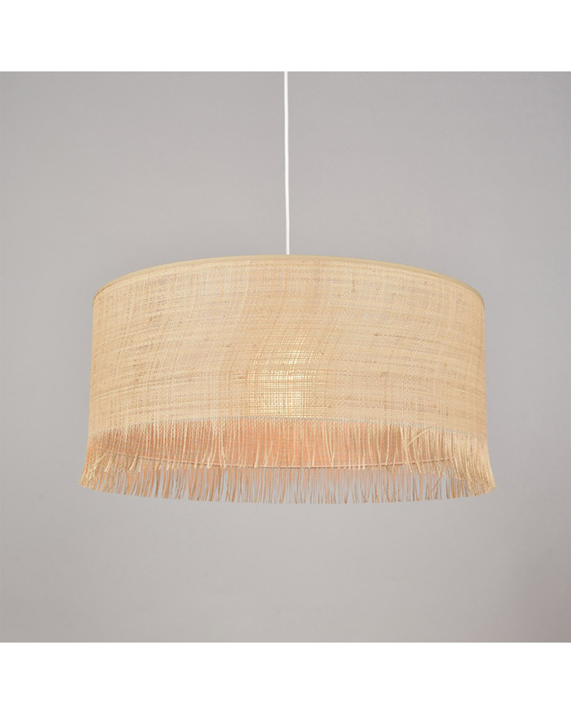 Ceiling lamp shade 38cm in natural raffia with fringes E27 100W
