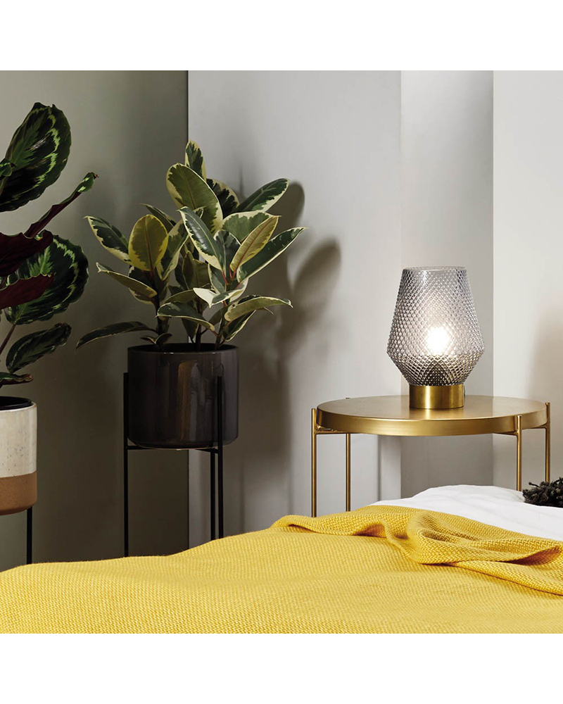 Lámpara de mesa 27,5cm base metal y tulipa cristal soplado E27 60W