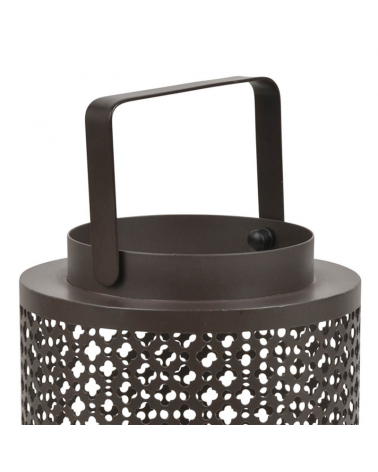 Lámpara de mesa 31,5cm de metal negra troquelado con asa E27 60W