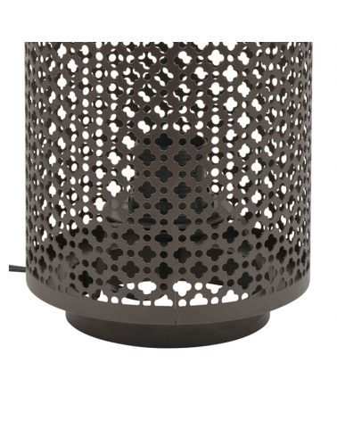 Lámpara de mesa 31,5cm de metal negra troquelado con asa E27 60W