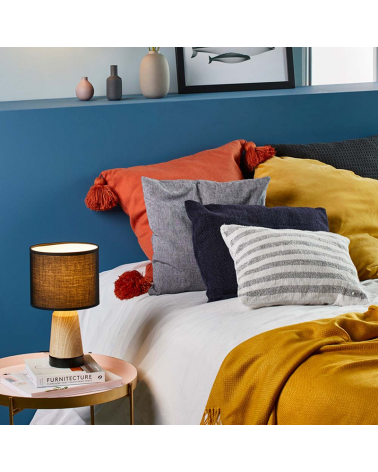 Table lamp 33cm cotton shade and metal structure E14 40W Touch control