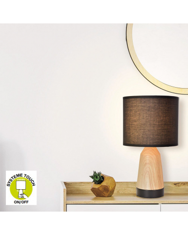 Table lamp 33cm cotton shade and metal structure E14 40W Touch control
