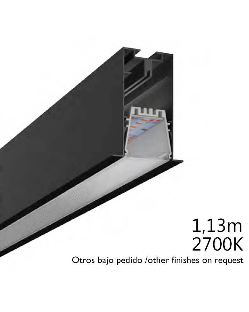 LED recessed aluminum profile 36W 2700K 113cms 7.5x 5.4cm customizable white on/off