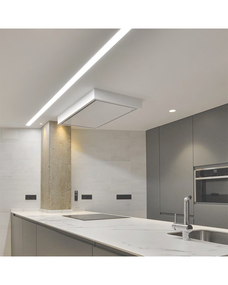 LED recessed aluminum profile 36W 2700K 113cms 7.5x 5.4cm customizable white on/off