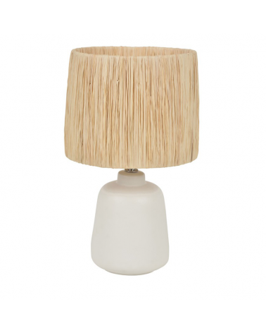 Table lamp 34cm raffia lampshade and ceramic structure E27 60W