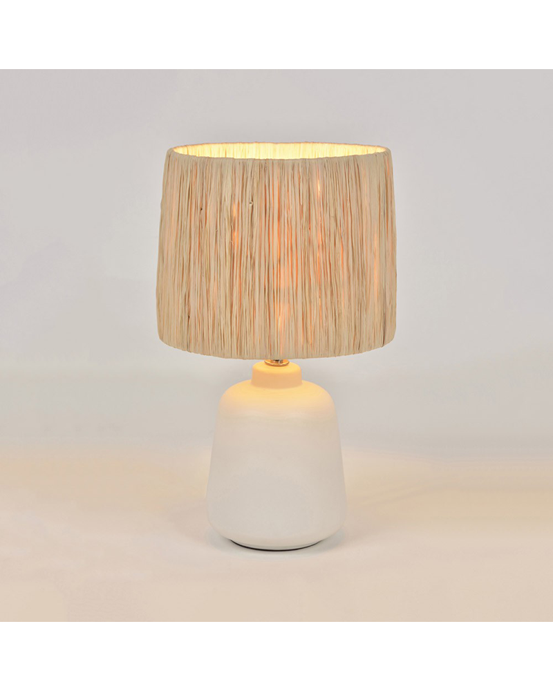 Lámpara de mesa 34cm pantalla rafia y estructura de cerámica E27 60W