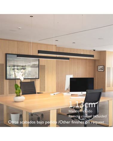 Lámpara de techo acabado blanco aluminio 40W LED 113cms 7,5x3,9cm difusor opal personalizable con mando regulador incluido