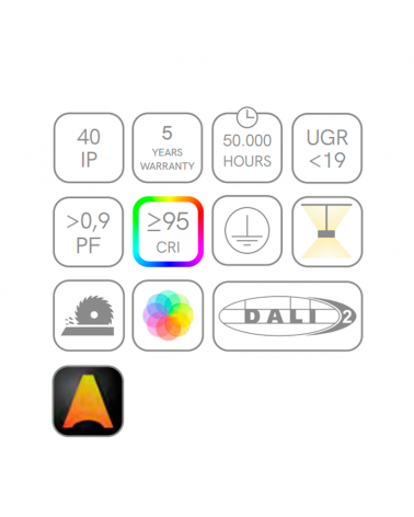 Lámpara de techo acabado blanco aluminio luz arriba y abajo 48W/56W LED 253cms 12,5x3,9cm difusor opal/UGR personalizable on/off