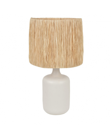 Table lamp 55cm raffia lampshade and ceramic structure E27 60W