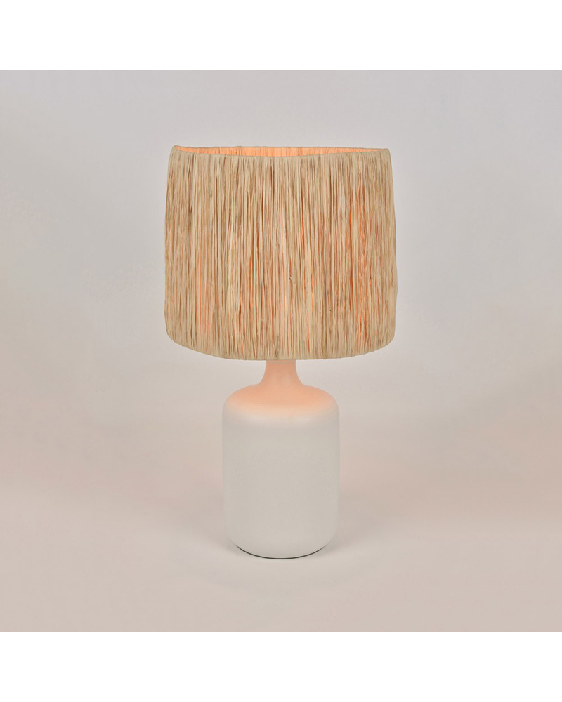Table lamp 55cm raffia lampshade and ceramic structure E27 60W