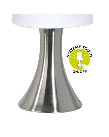 Lámpara de mesa 31cm pantalla algodón y estructura de metal E14 40W Control táctil