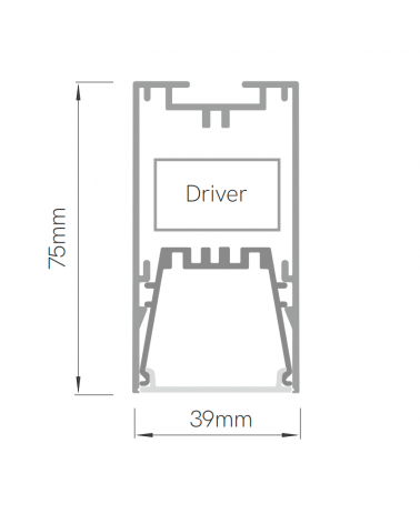LED aluminum profile 36W 2700K 113cms for surface 7.5x3.9cm customizable white on/off