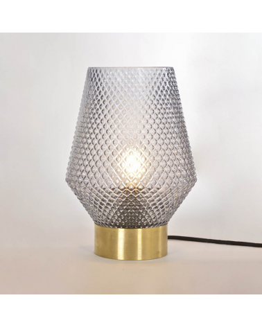 Table lamp 27.5cm metal base and blown glass lampshade E27 60W
