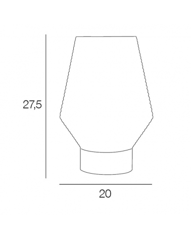 Lámpara de mesa 27,5cm base metal y tulipa cristal soplado E27 60W