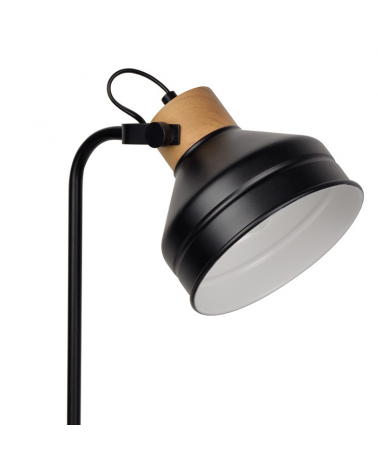 Lámpara de mesa 51cm de metal negro y madera estilo nórdico E14 15W Pantalla orientable