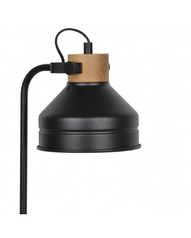 Lámpara de mesa 51cm de metal negro y madera estilo nórdico E14 15W Pantalla orientable